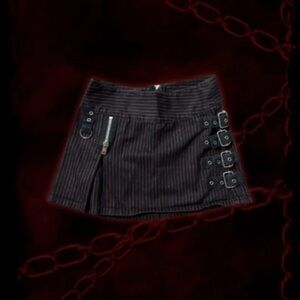 Tripp nyc pinstripe Black and red Mini Skirt with Buckle Detail